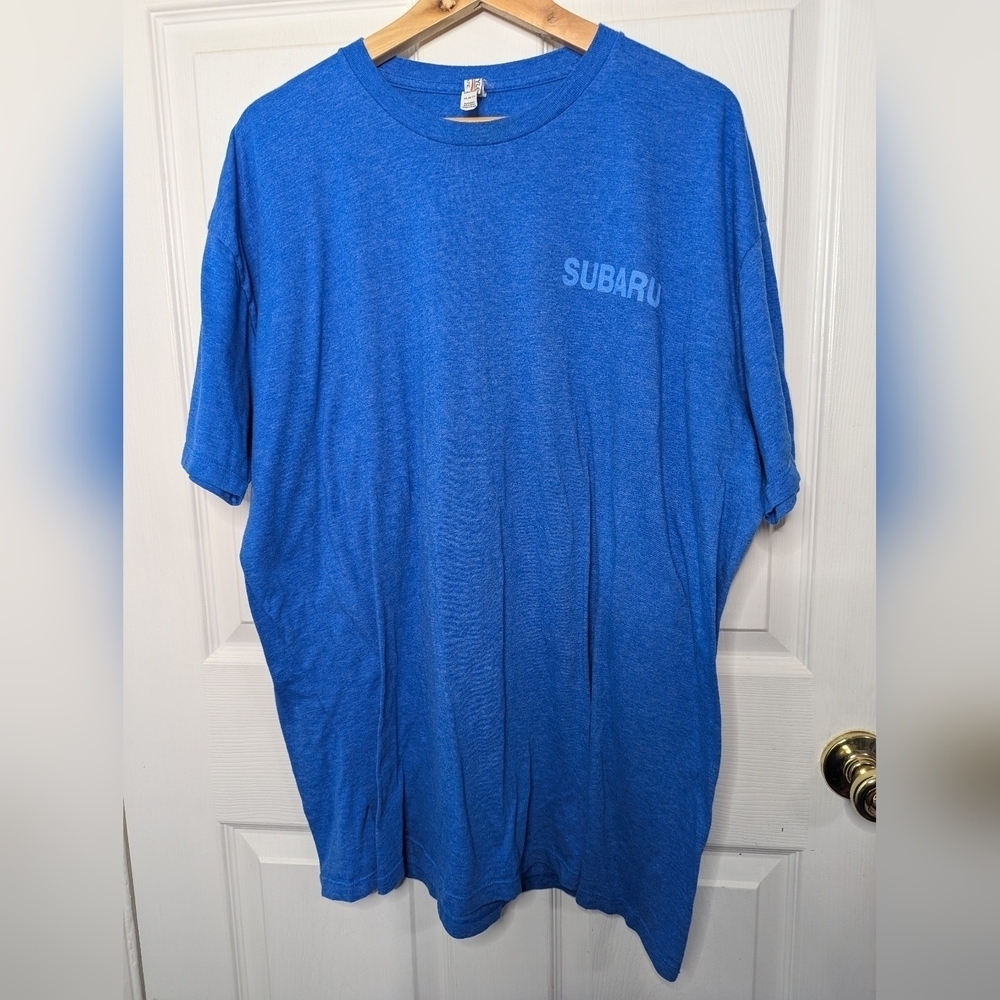 Subaru Mens T Shirt Blue Short Sleeve Cotton Size 2XL XXL Logo Graphic Tee